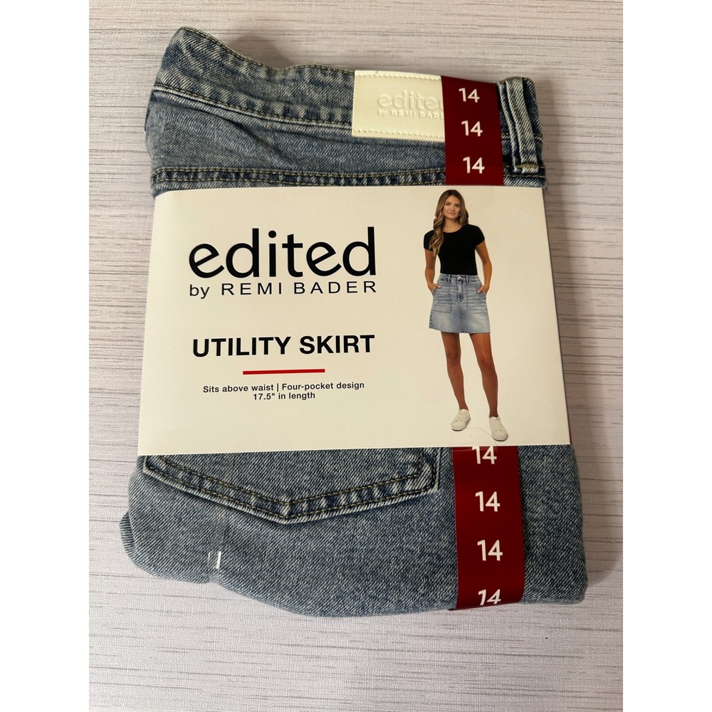 Edited by Remi Bader Utility Skirt Light Wash Denim Mini Size 14 ER4003